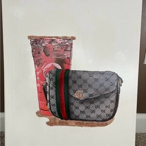 Gucci Monogram Crossbody Bag Art Print hand painted by me